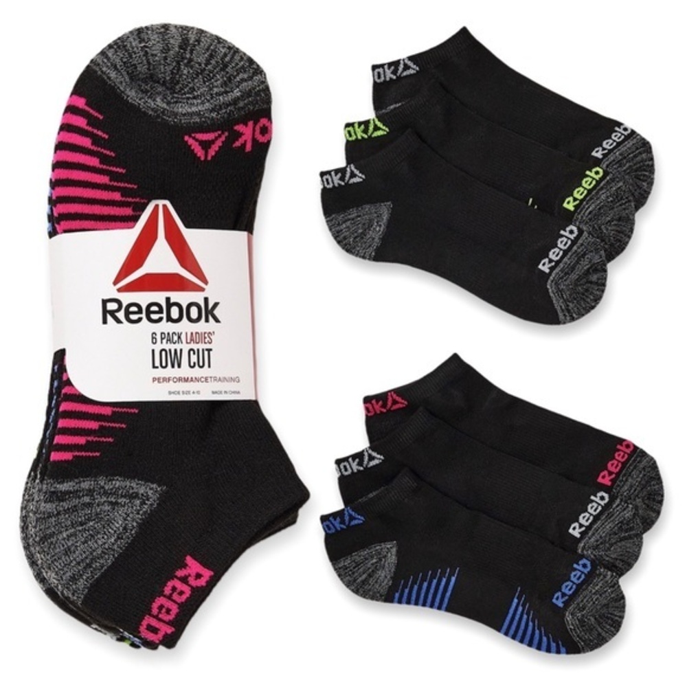 Reebok 6 Pack Ladies Low-Cut Socks Black 4…